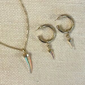 Kendra Scott Samuel necklace & earrings gold Clear horn EXC COND